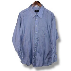 Gitman Brothers Blue 2x2 Oxford Cloth Button Up Dress Shirt XL 17.5 33